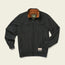 A black zip-up vintage jacket with chest pockets, front hand pockets, an elastic waistband and cuffs. The inside collar is brown, and there is a small stitched label near the hem. The jacket is laid flat on a light background.