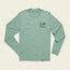 Light green long-sleeve shirt with Howler Brothers and a simple fish graphic in darker green on the left chest. This lightweight cover up is perfect for outdoor activities and offers UPF 50+ protection. Laid flat on a cream background.