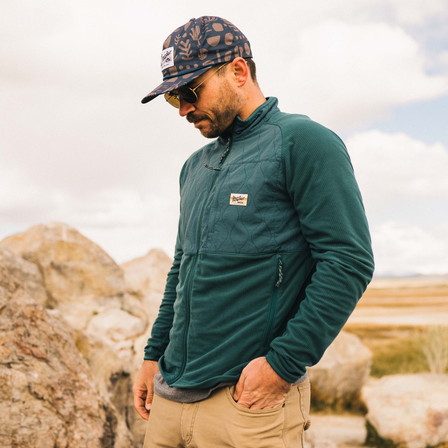 Talisman Grid Fleece Jacket - Dark Teal