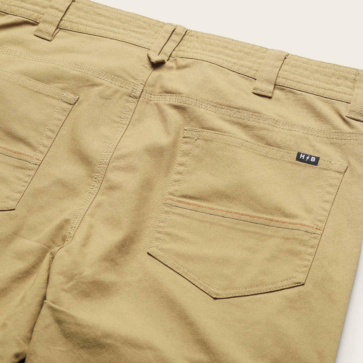 tan howler brothers canvas pants with a classic 5-pocket design - View 3