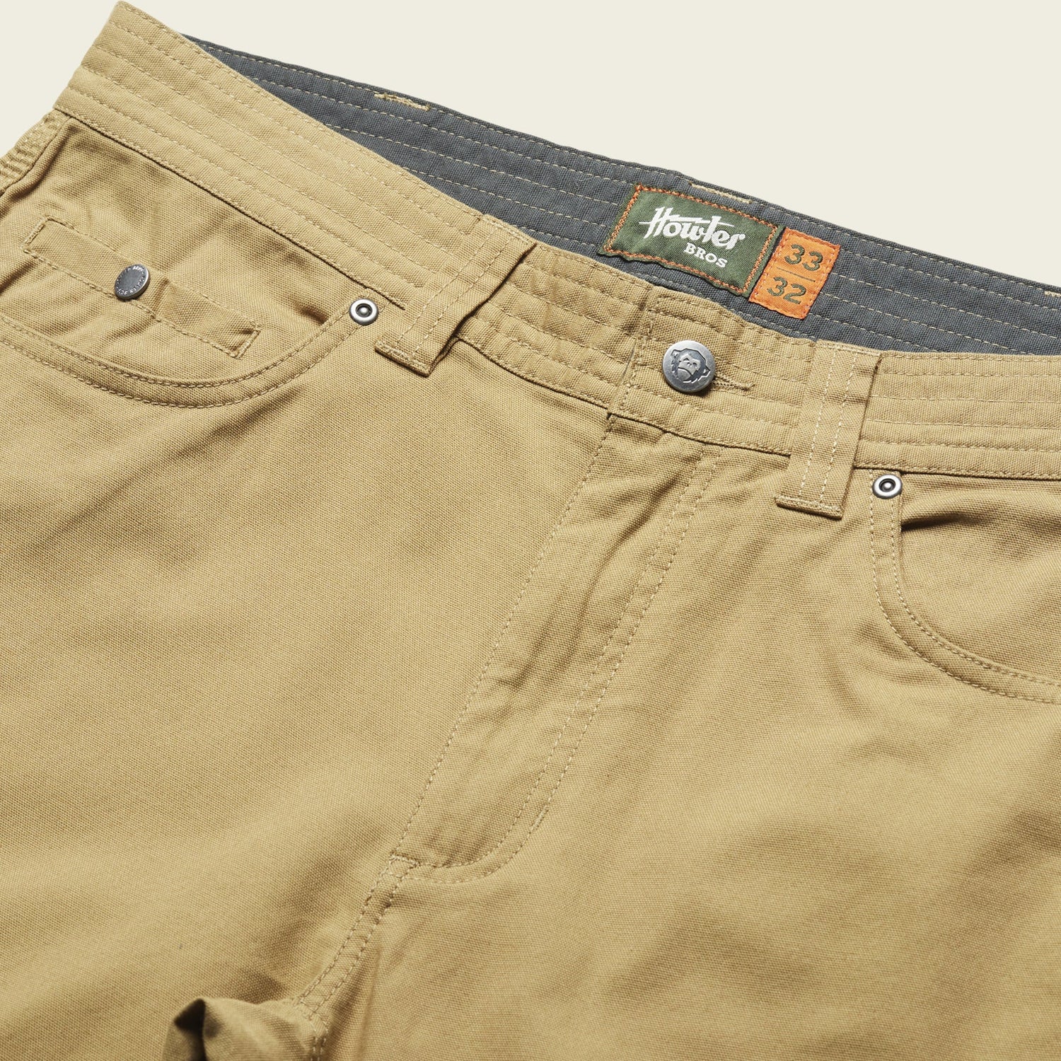 tan howler brothers canvas pants with a classic 5-pocket design - View 6