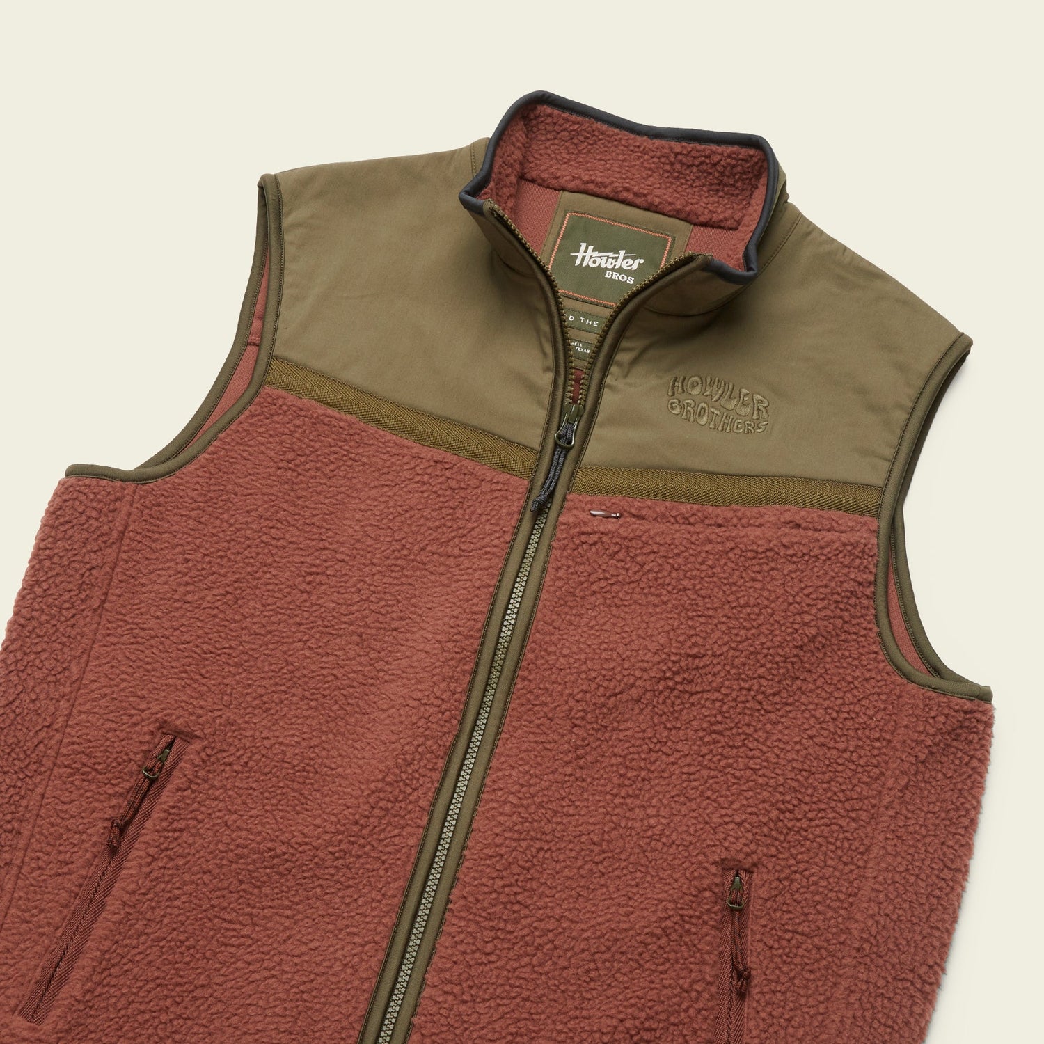 Crozet Fleece Vest - Cherrywood / Olivetree - View 6