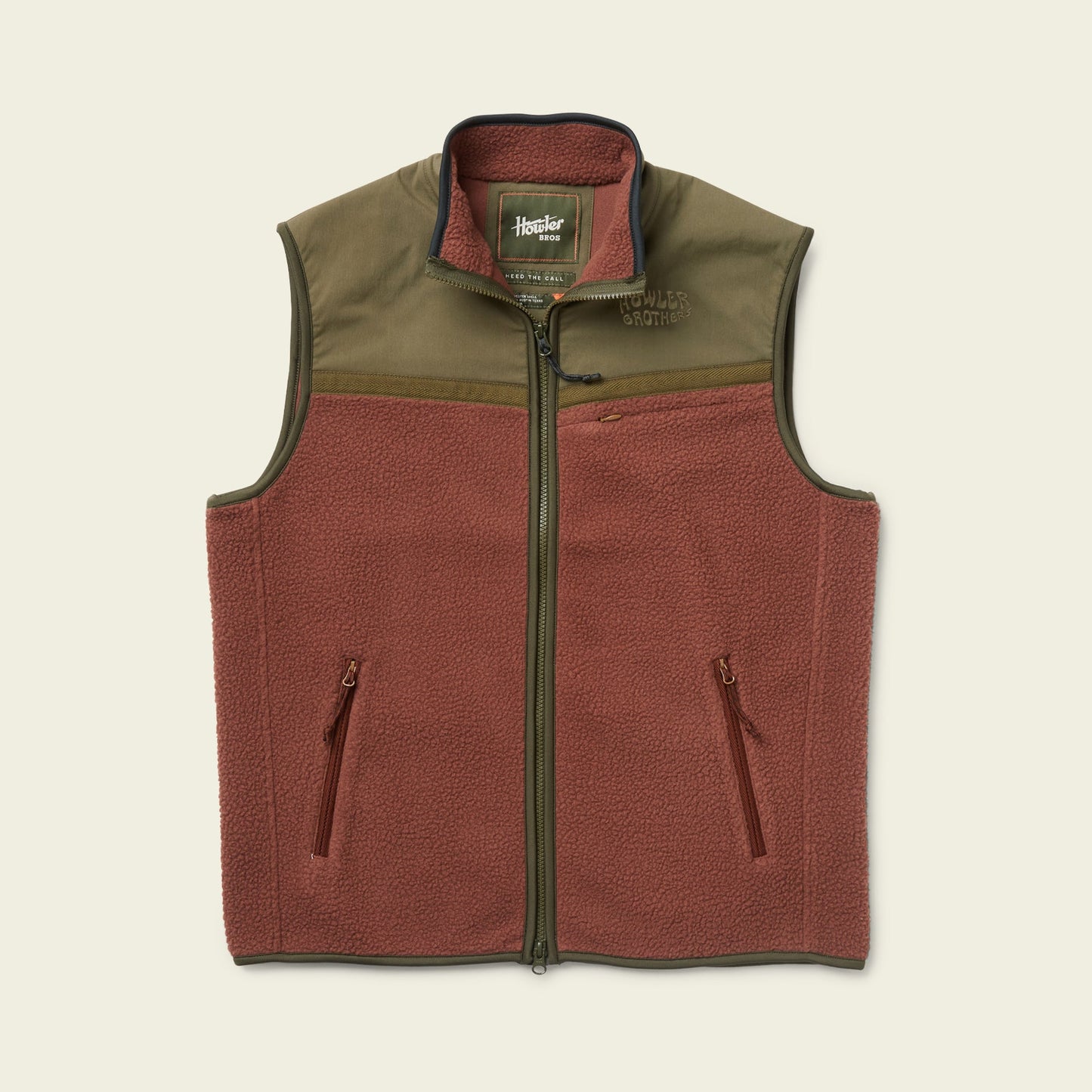 Crozet Fleece Vest - Cherrywood / Olivetree - View 1