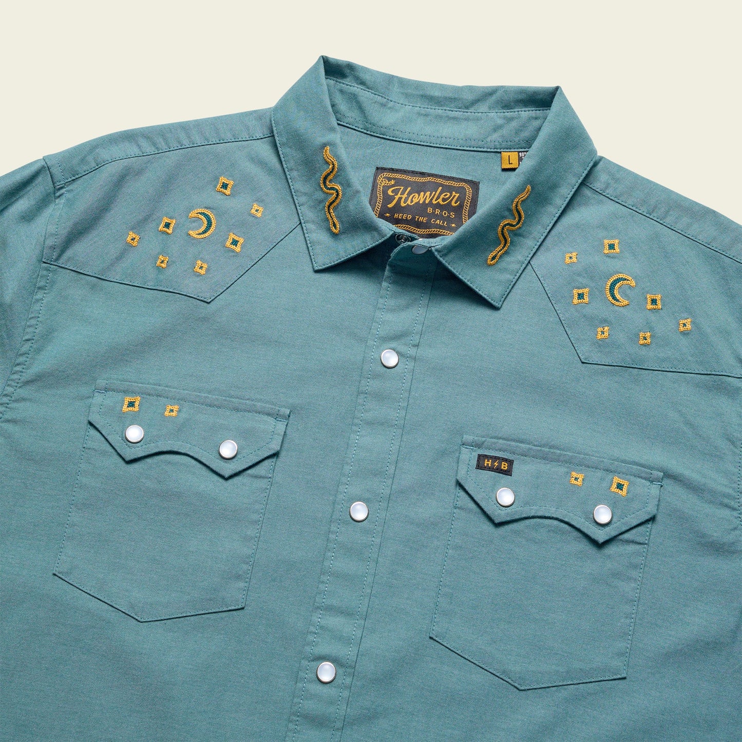 Crosscut Deluxe Snapshirt - Teal Oxford : Noche de Paz - View 7