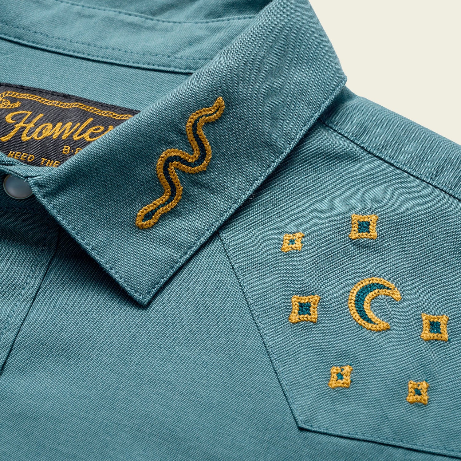 Crosscut Deluxe Snapshirt - Teal Oxford : Noche de Paz - View 2