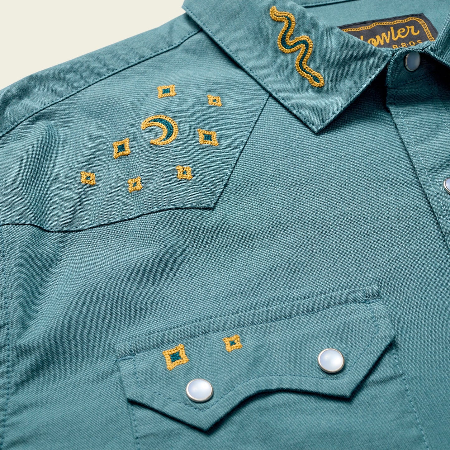 Crosscut Deluxe Snapshirt - Teal Oxford : Noche de Paz - View 6