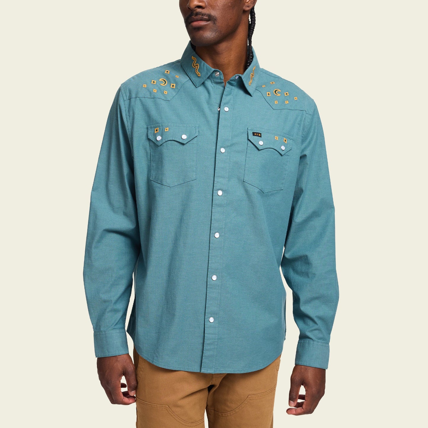 Crosscut Deluxe Snapshirt - Teal Oxford : Noche de Paz - View 4