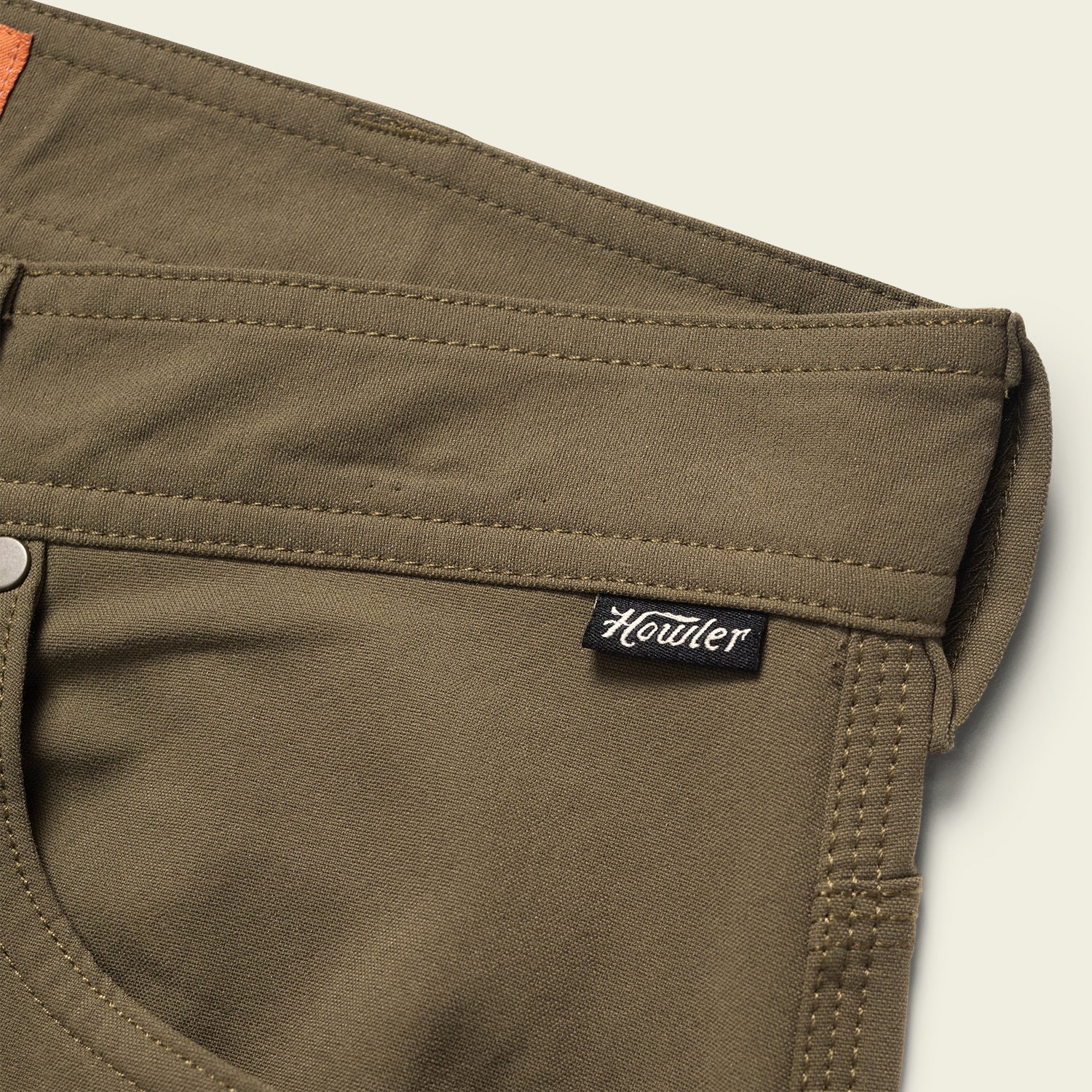 olive green performance tech pants with a classic 5-pocket design - View 6