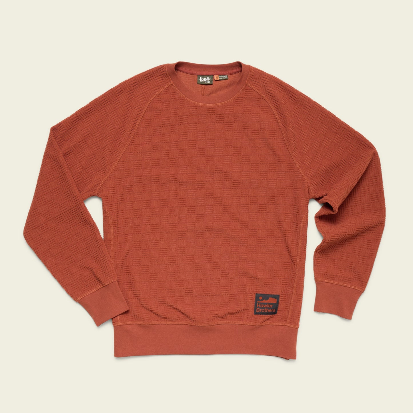 Eleos Fleece Crewneck - Grids : Terracotta - View 1