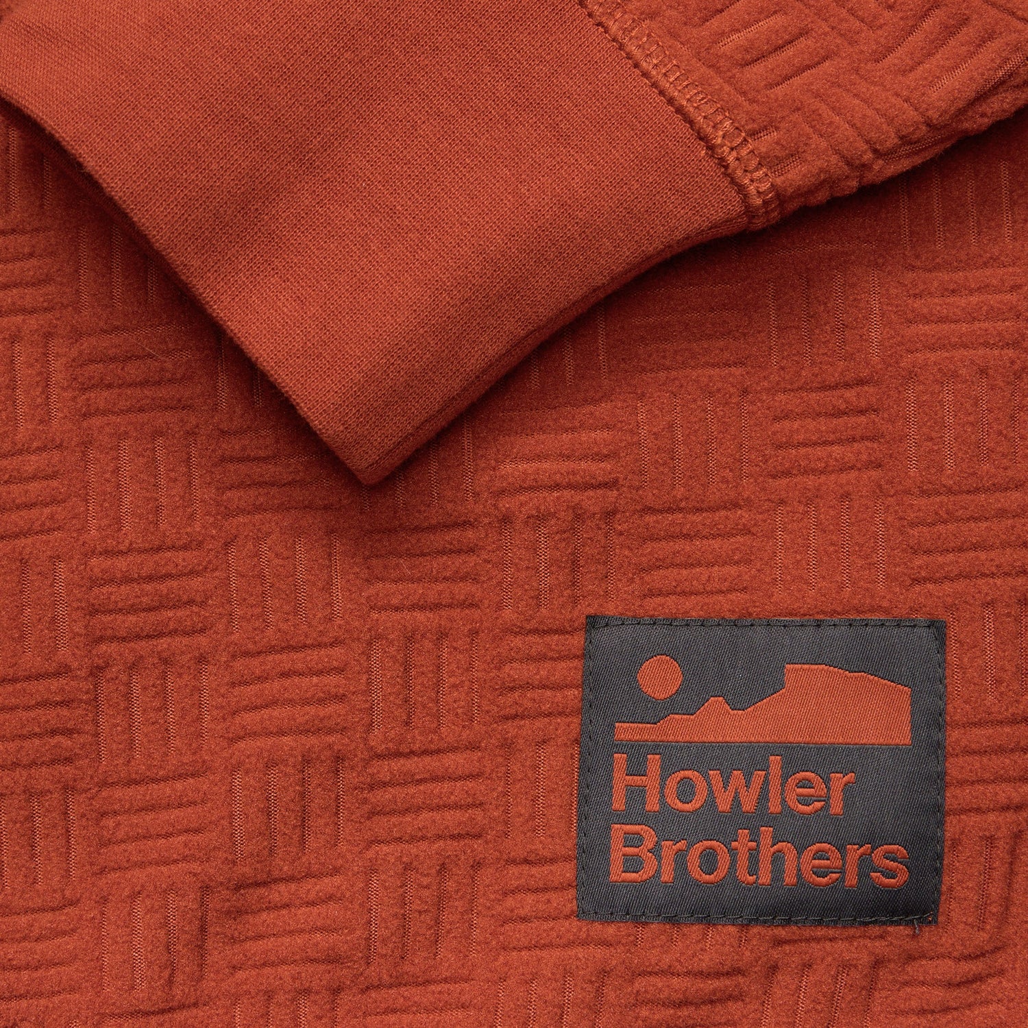 Eleos Fleece Crewneck - Grids : Terracotta - View 5