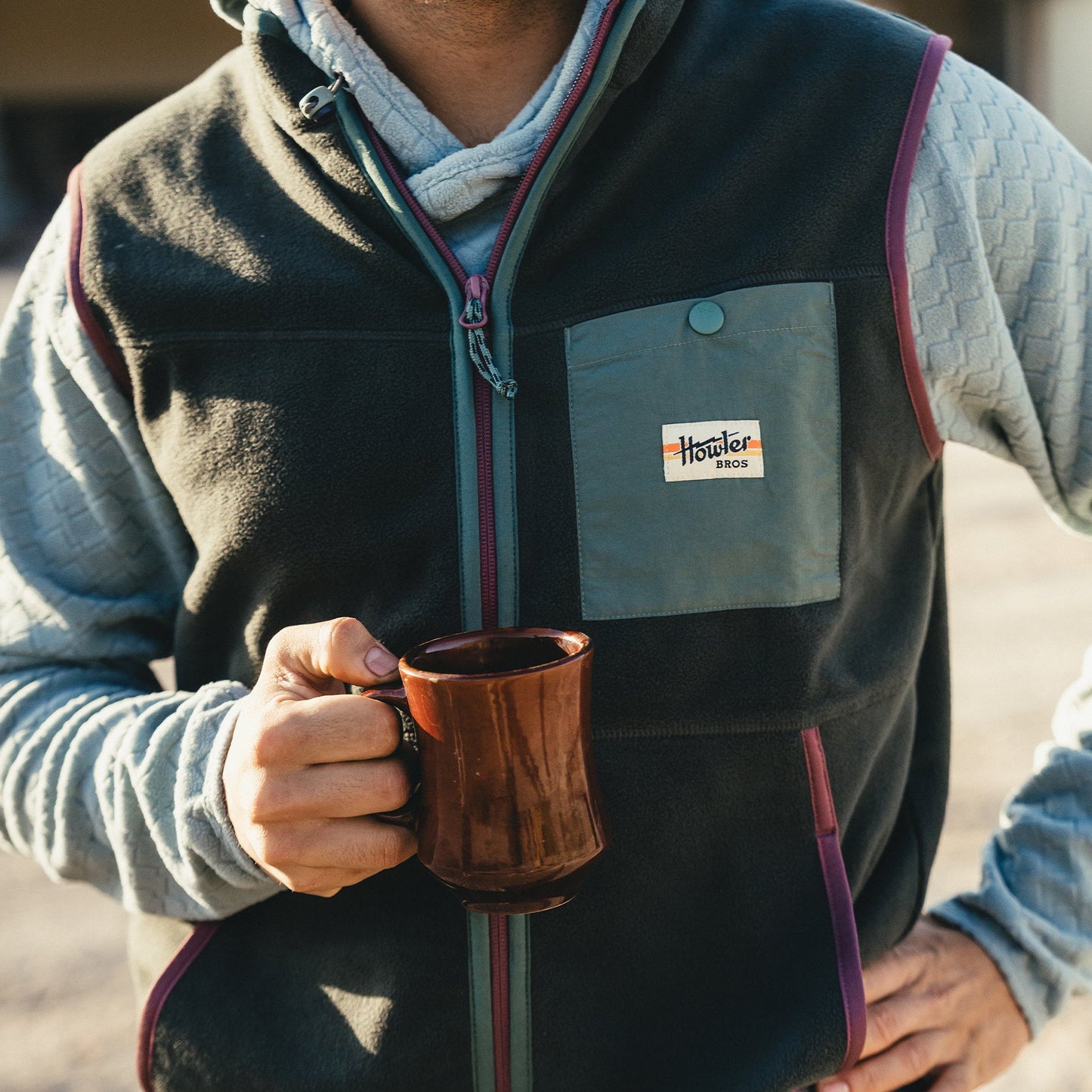 Free Range Fleece Vest - Antique Black - View 2
