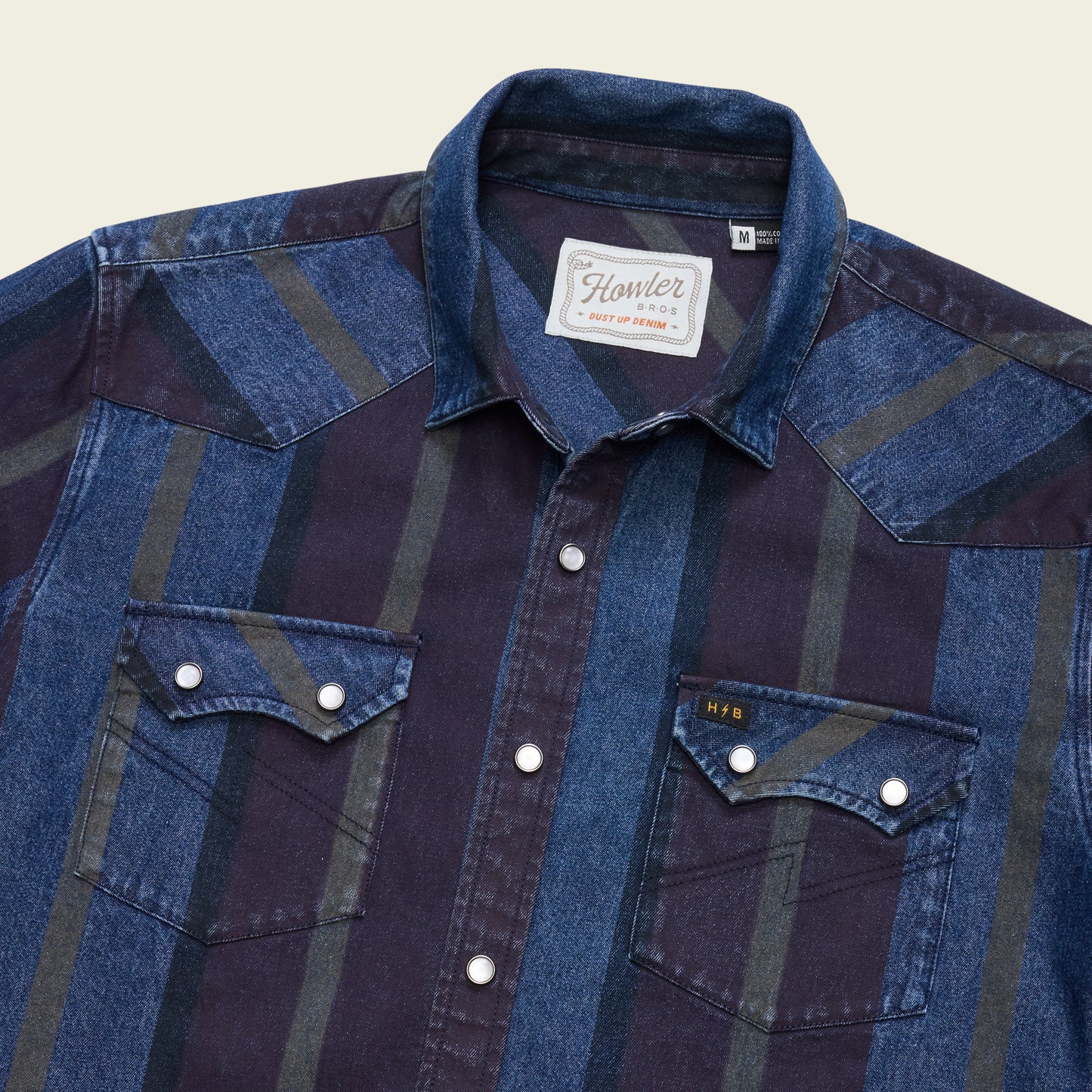 Dust Up Denim Snapshirt - Driver Stripe : Eggplant - View 3
