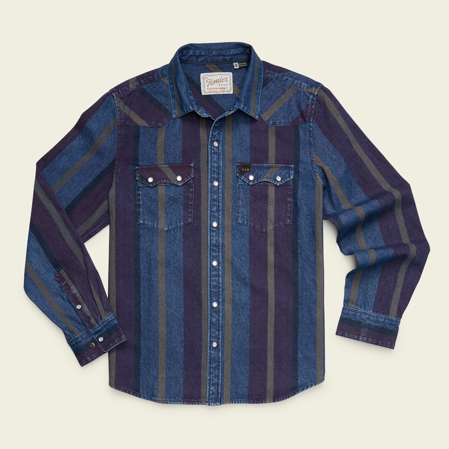 Dust Up Denim Snapshirt - Driver Stripe : Eggplant