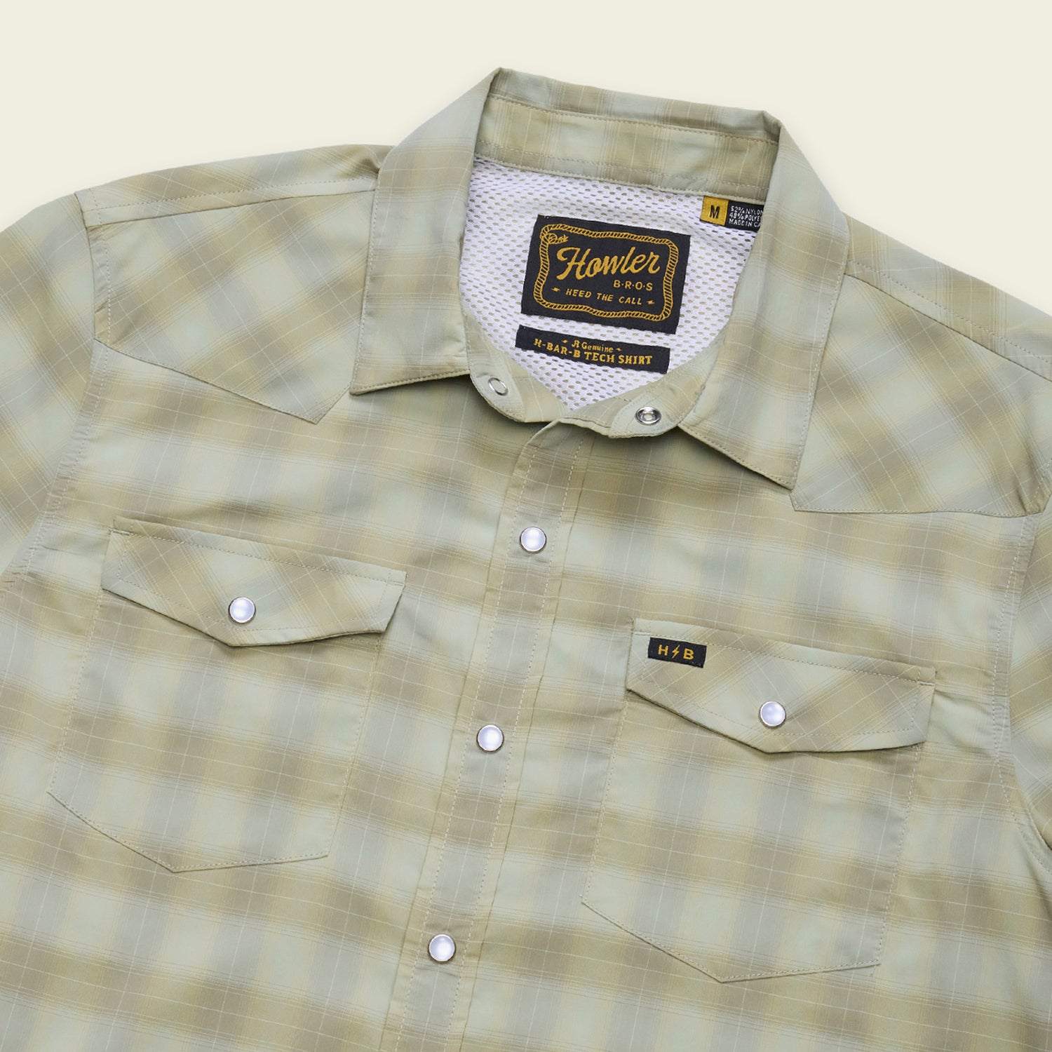 H Bar B Tech Longsleeve - Kent Plaid : Fog Green - View 3