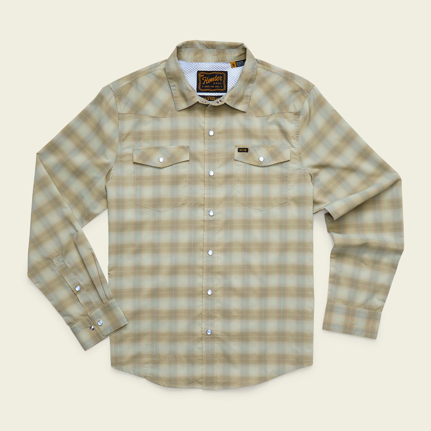 H Bar B Tech Longsleeve - Kent Plaid : Fog Green