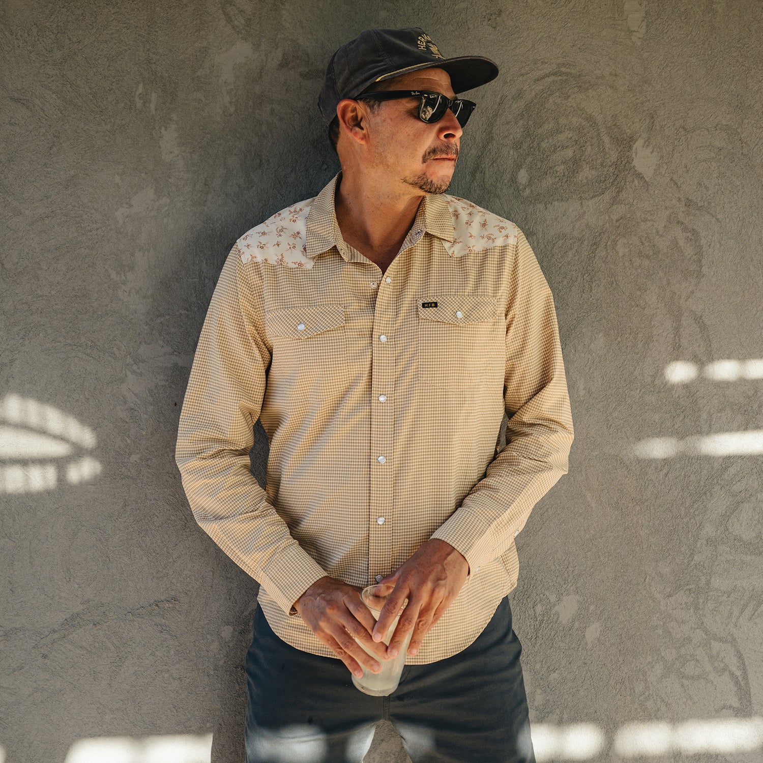 H Bar B Tech Longsleeve - Rancher Floral : Brown Rice