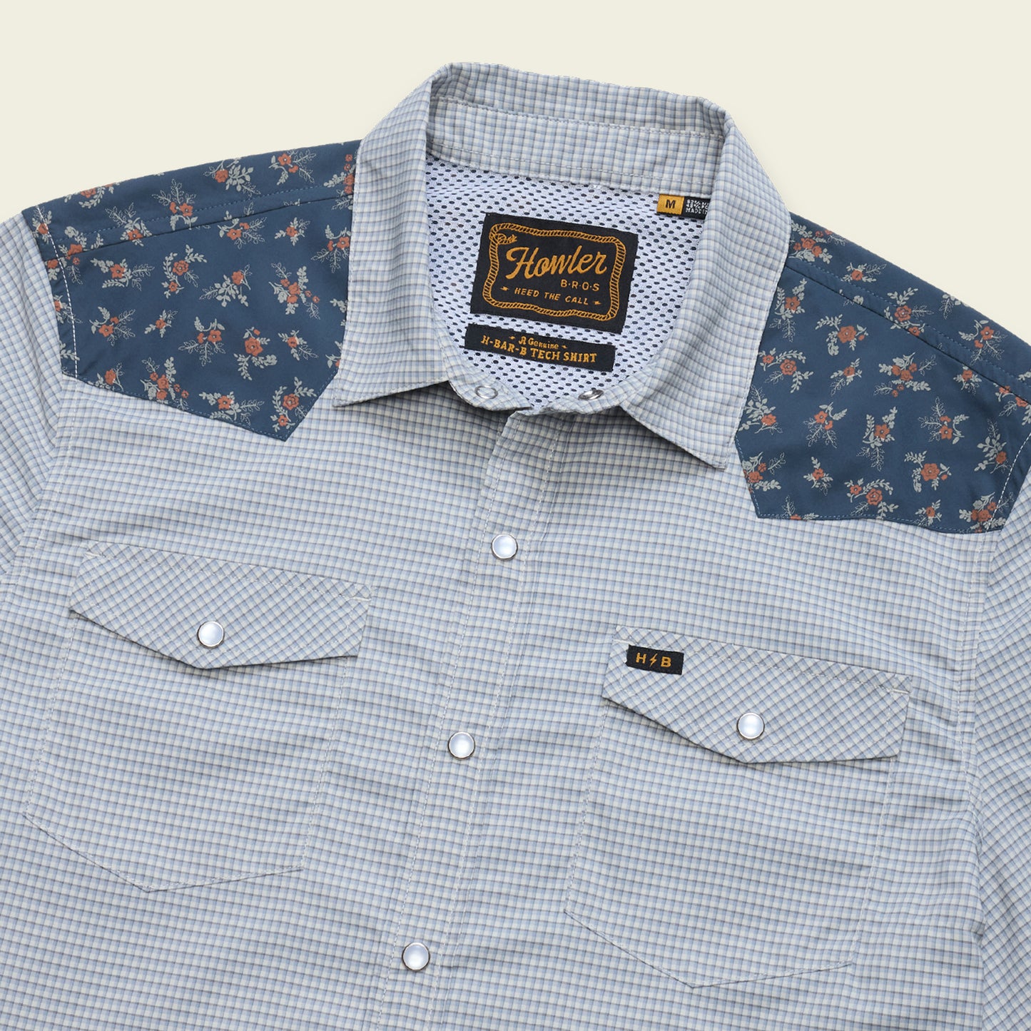 H Bar B Tech Longsleeve - Rancher Floral : Smoke Blue - View 3