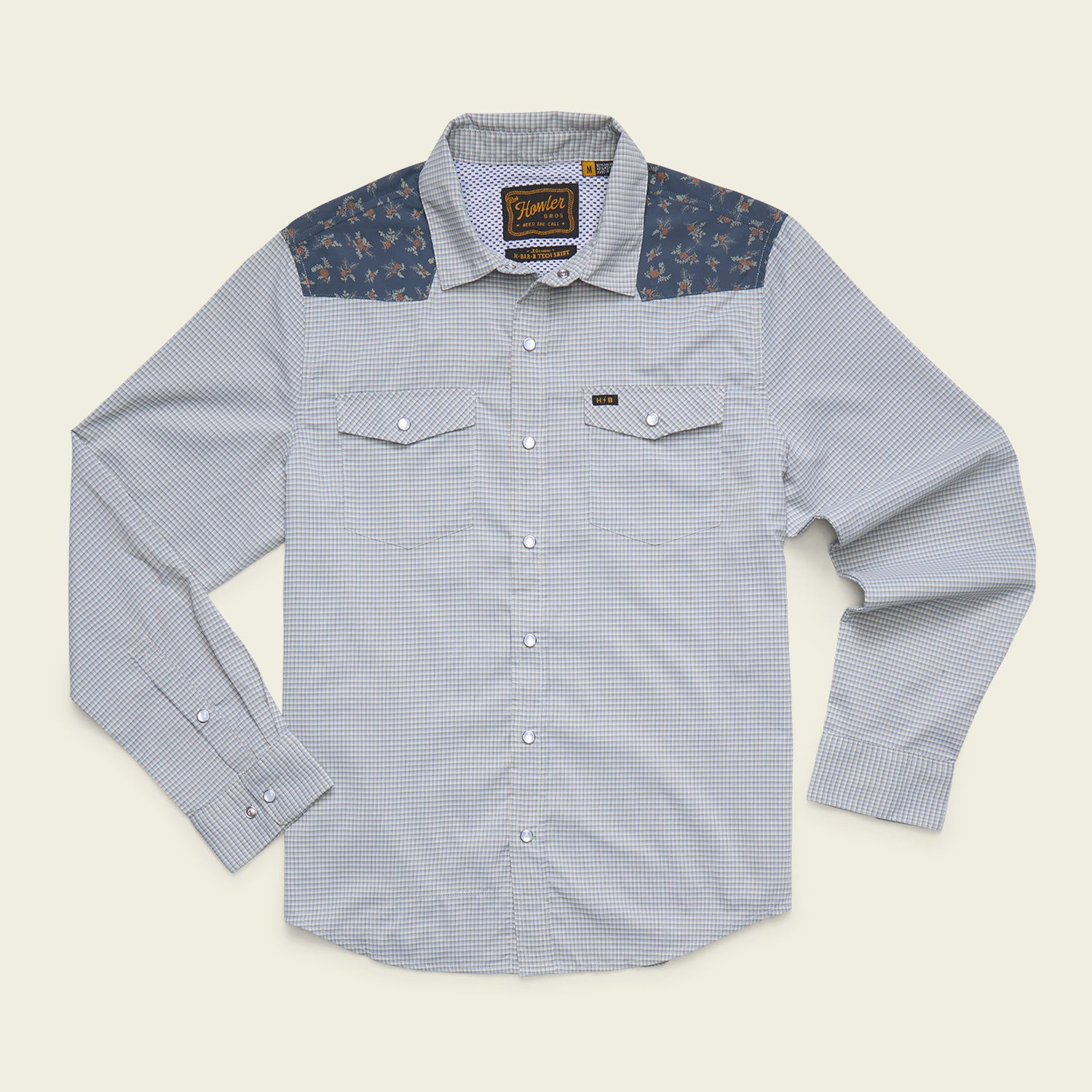 H Bar B Tech Longsleeve - Rancher Floral : Smoke Blue