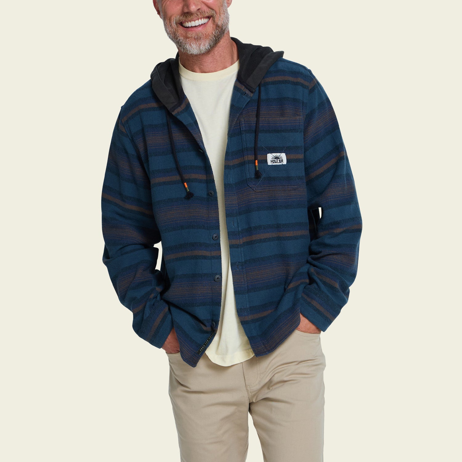 Salvo Hooded Blanket Flannel - Pathway Stripe : Dusk - View 4