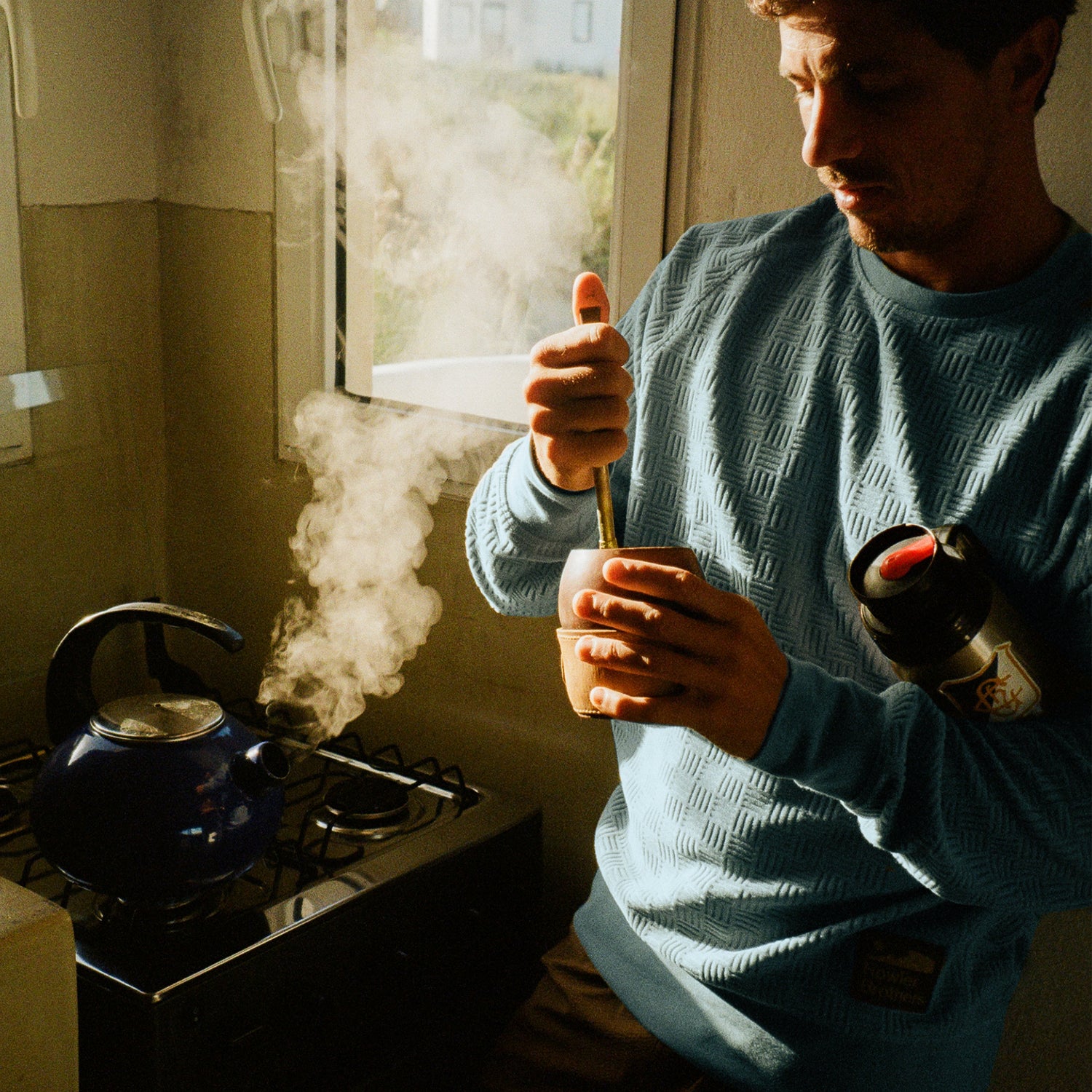 Eleos Fleece Crewneck - Grids : Iron Blue