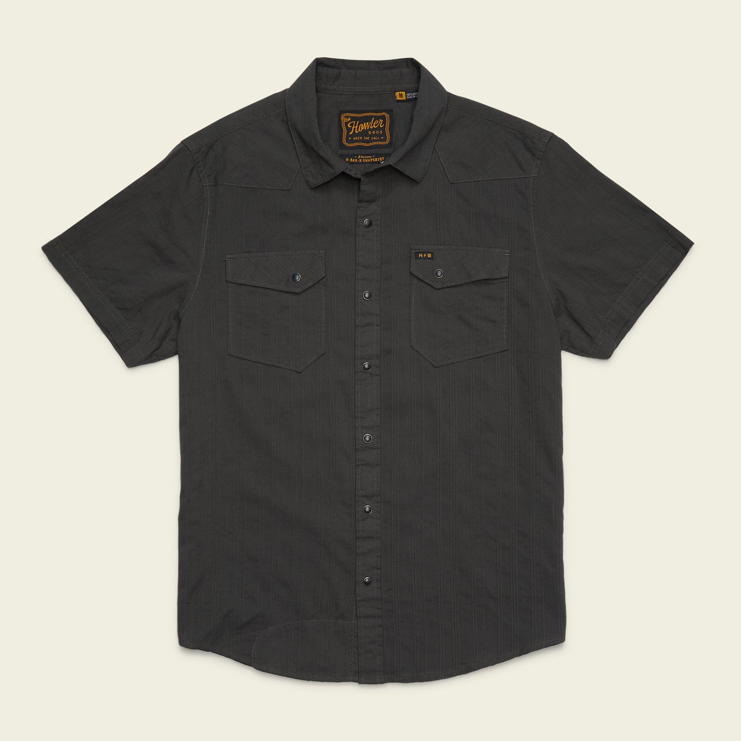 H Bar B Snapshirt - Eyelet Stripe : Antique Black