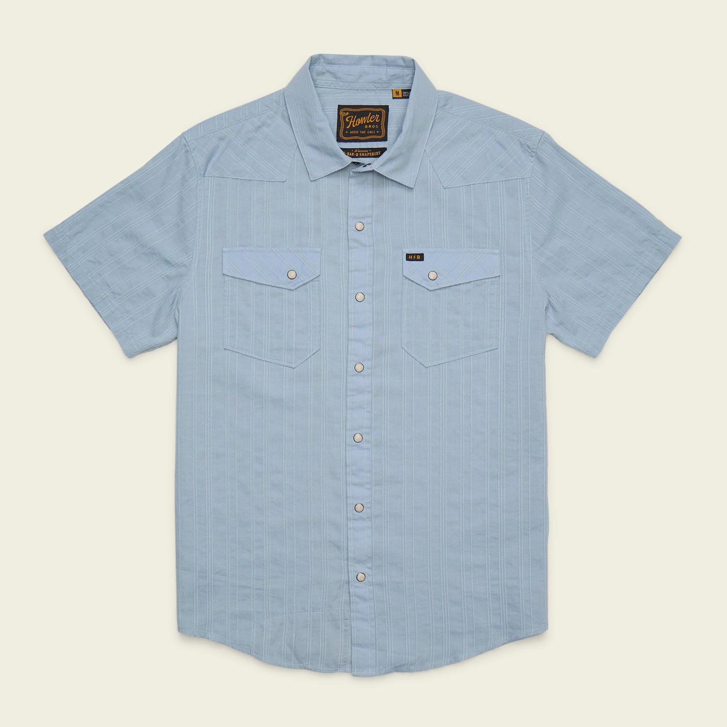 H Bar B Snapshirt - Eyelet Stripe : Sky Blue