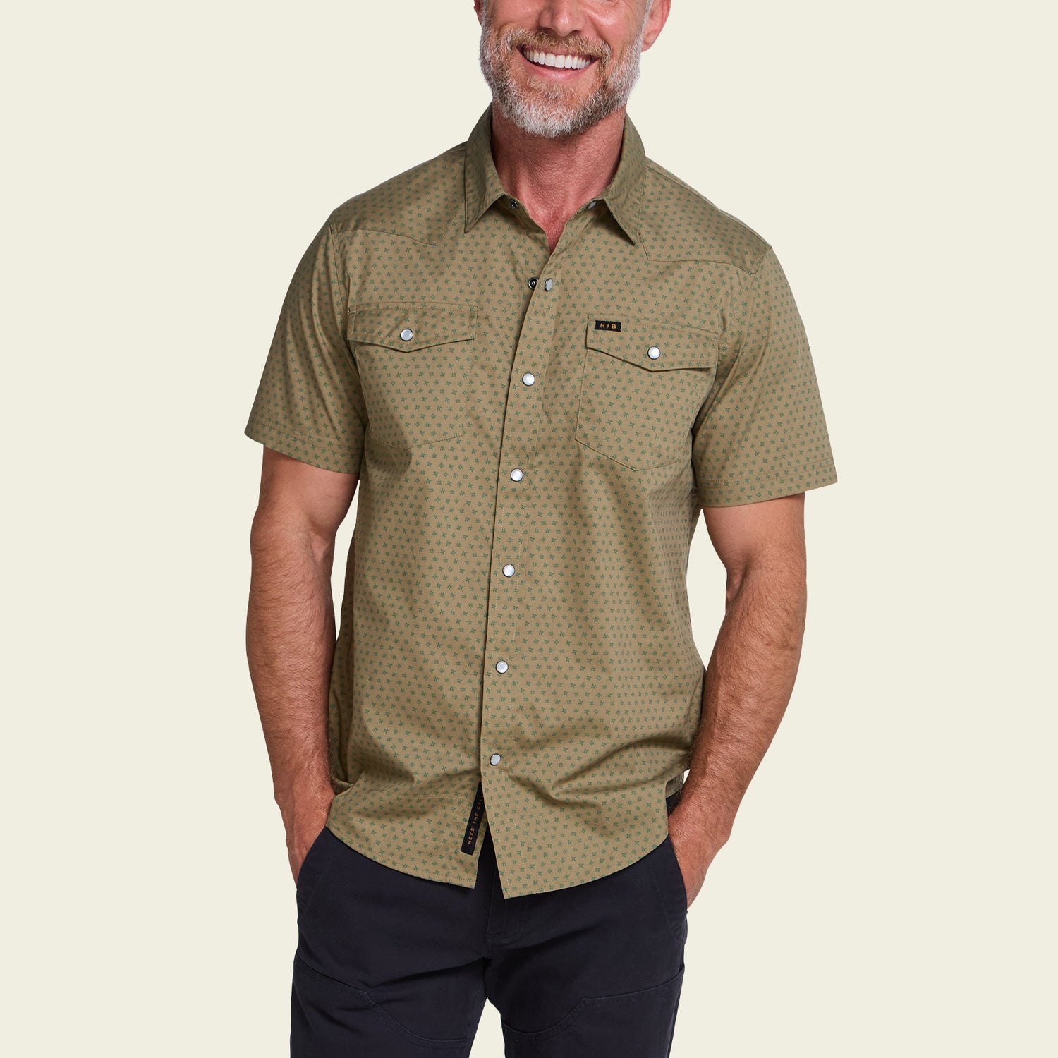 H Bar B Snapshirt - Lockhart Floral : Olive - View 4