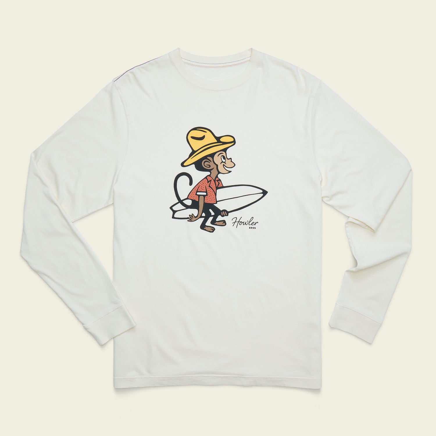 El Monito Surfs Cotton Longsleeve T-Shirt - Natural