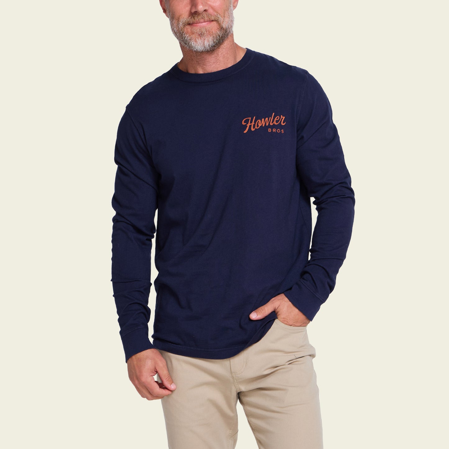 Howler Posse Cotton Longsleeve T-Shirt - Navy - View 3