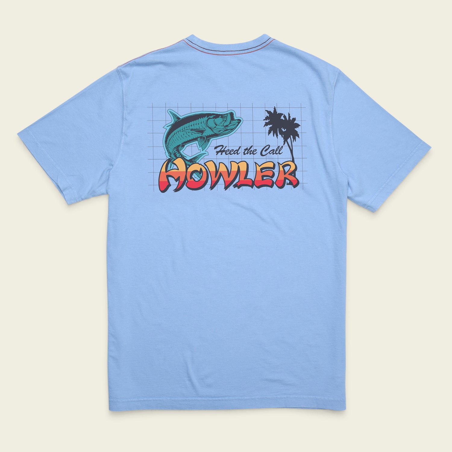 Tarpon Grid Cotton Pocket T-Shirt - Light Blue