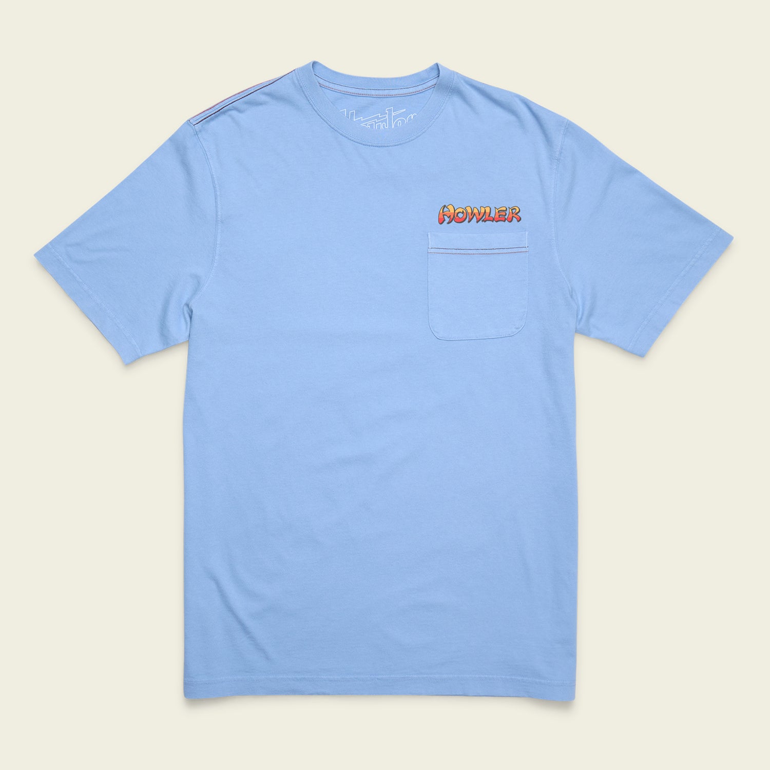 Tarpon Grid Cotton Pocket T-Shirt - Light Blue - View 3