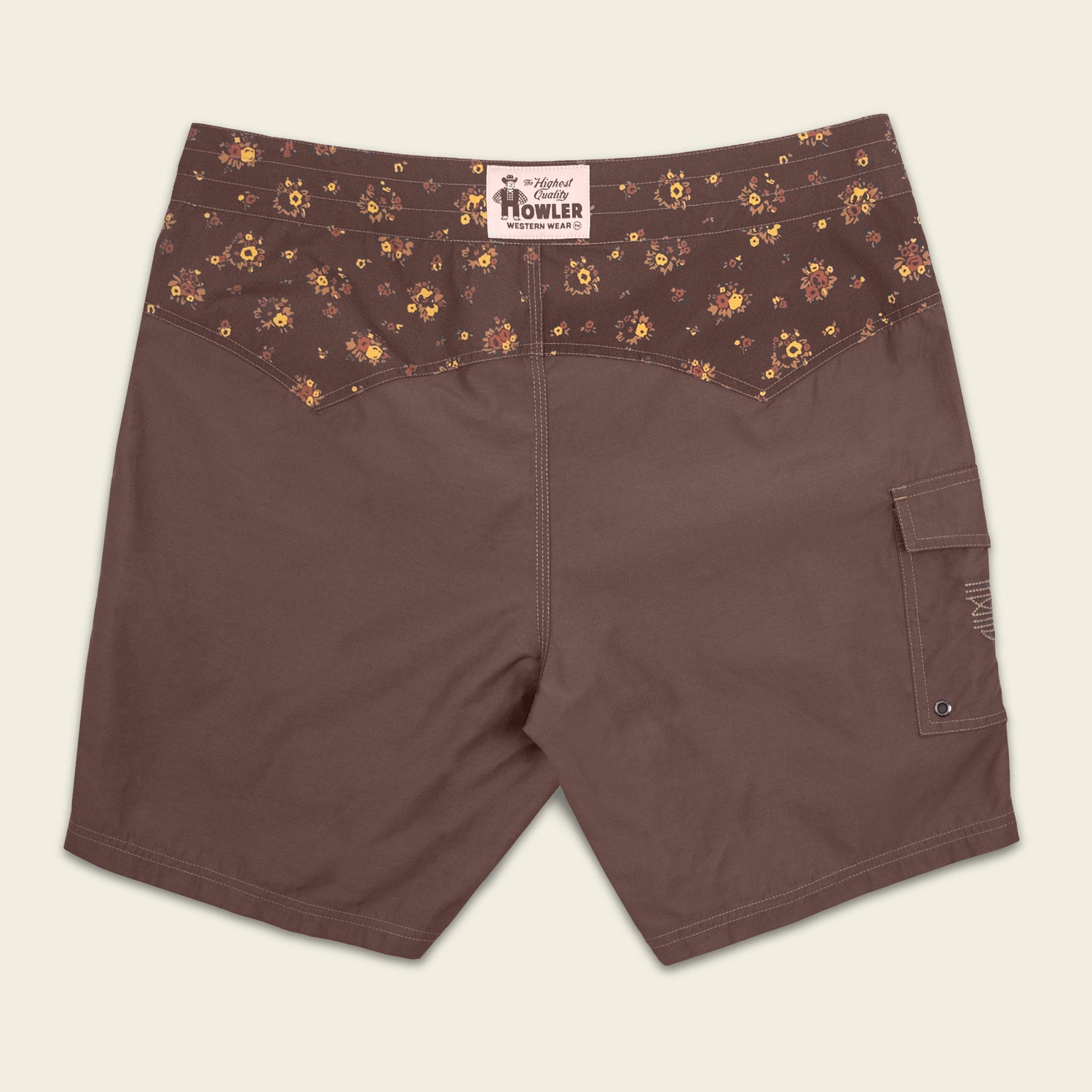 H-Man Western Wear Los Vaqueros Boardshorts - Bouquets : Morel - View 6