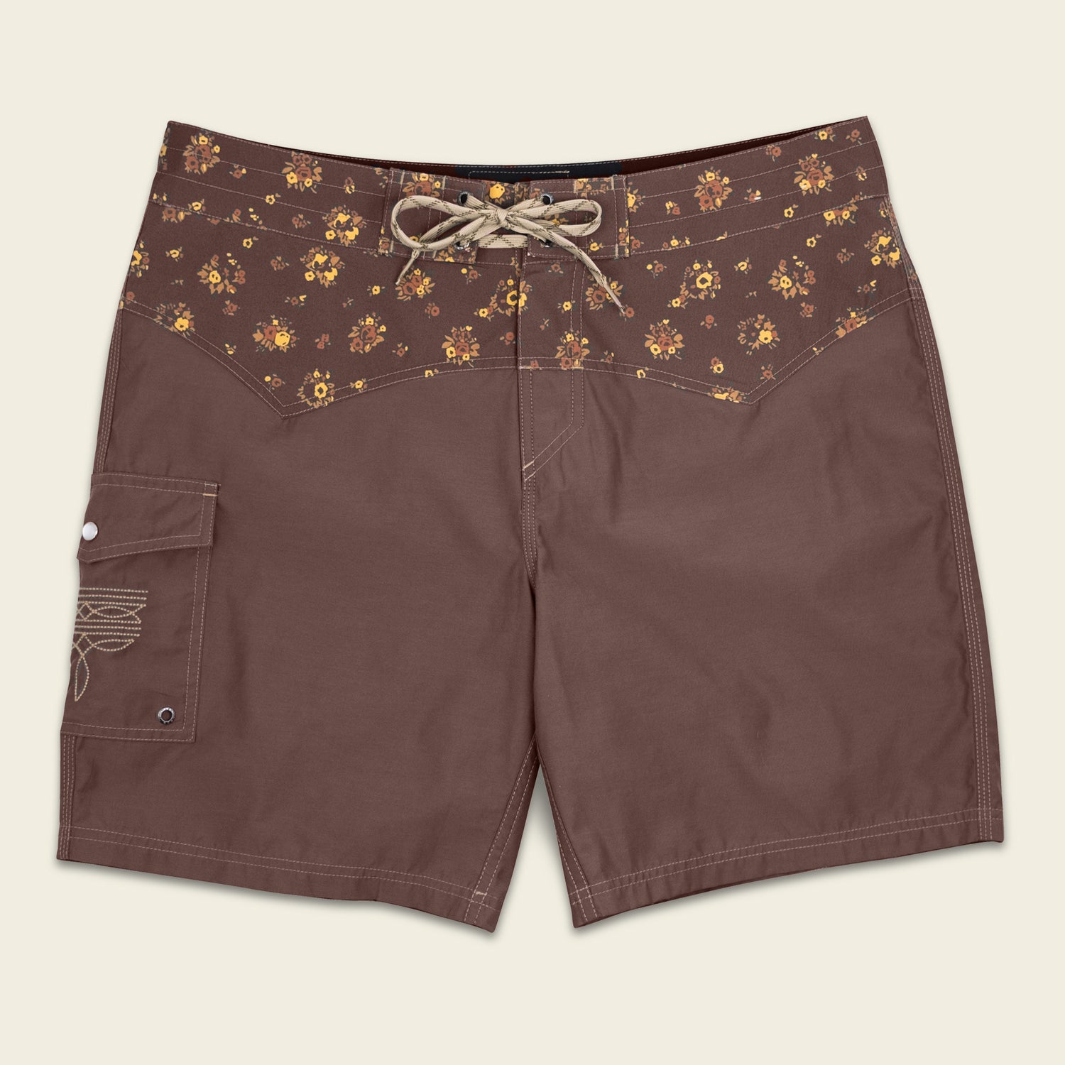 H-Man Western Wear Los Vaqueros Boardshorts - Bouquets : Morel