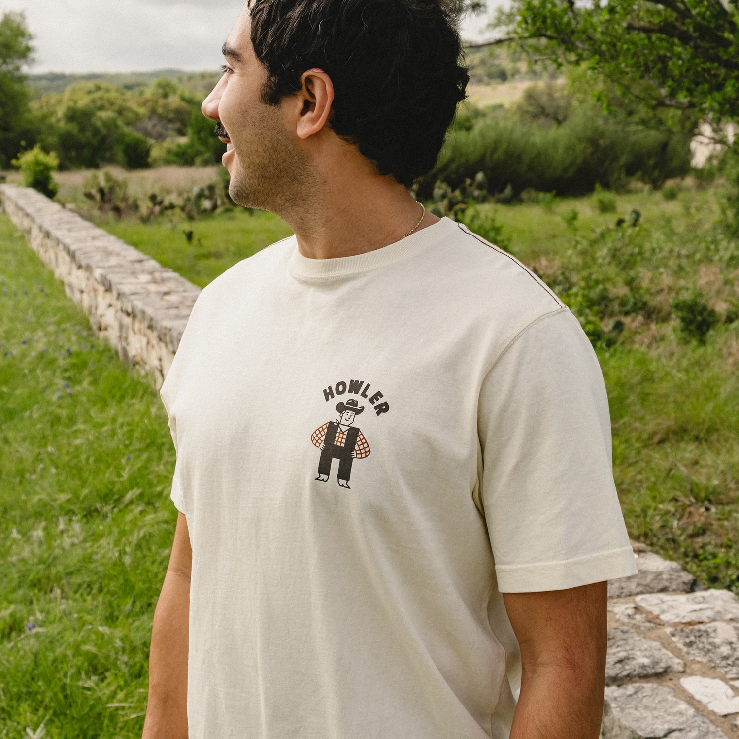 H-Man Western Wear Cotton T-Shirt - Natural - View 6