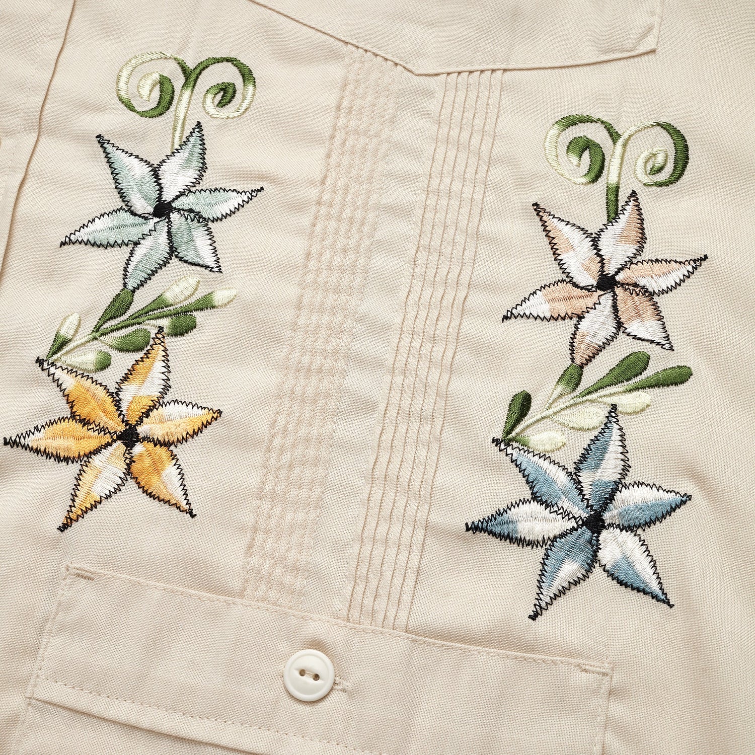 Guayabera Shirt - Fiesta Flowers : Riverbed Oxford - View 3