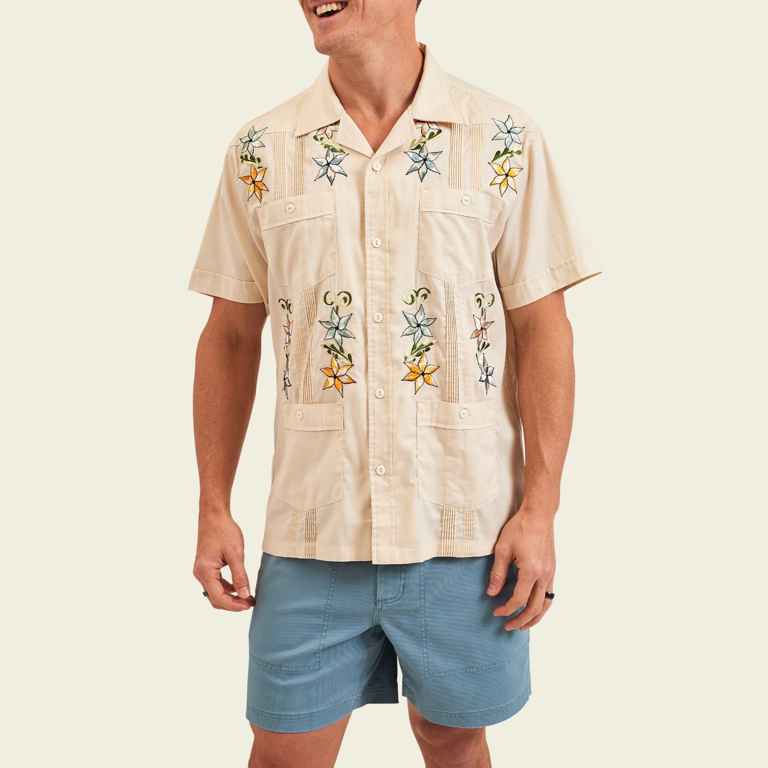Guayabera Shirt - Fiesta Flowers : Riverbed Oxford - View 4