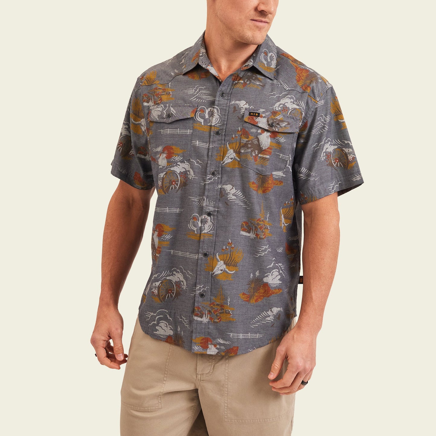 H Bar B Snapshirt - Caracara Country : Charcoal Oxford - View 3
