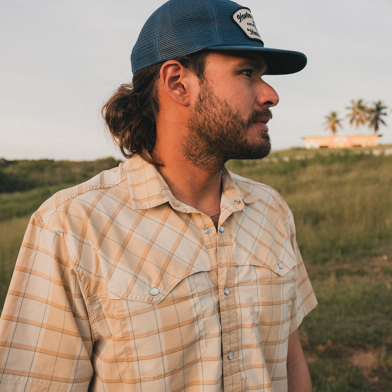 Open Country Tech Shirt - Braden Plaid : Brown Rice