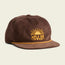 A brown corduroy baseball cap with yellow embroidered sun rays and “HOWLER” on the front, featuring a yellow decorative cord above the brim. This unstructured snapback offers an adjustable snapback closure and a soft, pliable brim.