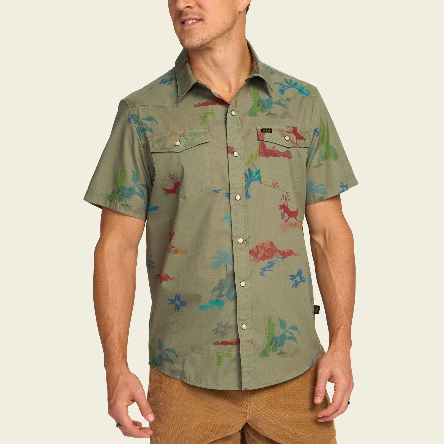 H Bar B Snapshirt - Vision Quest : Olive - View 4