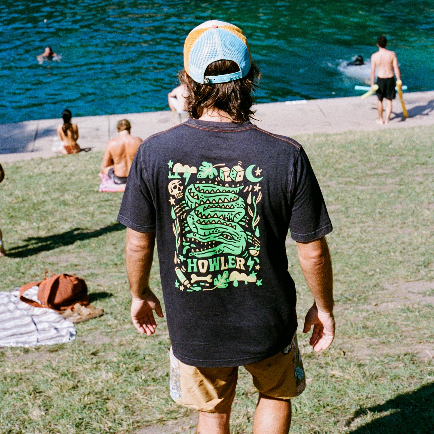 Slithering Gators Cotton Pocket T-Shirt - Black - View 2
