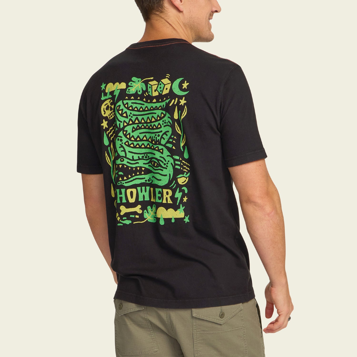 Slithering Gators Cotton Pocket T-Shirt - Black - View 5