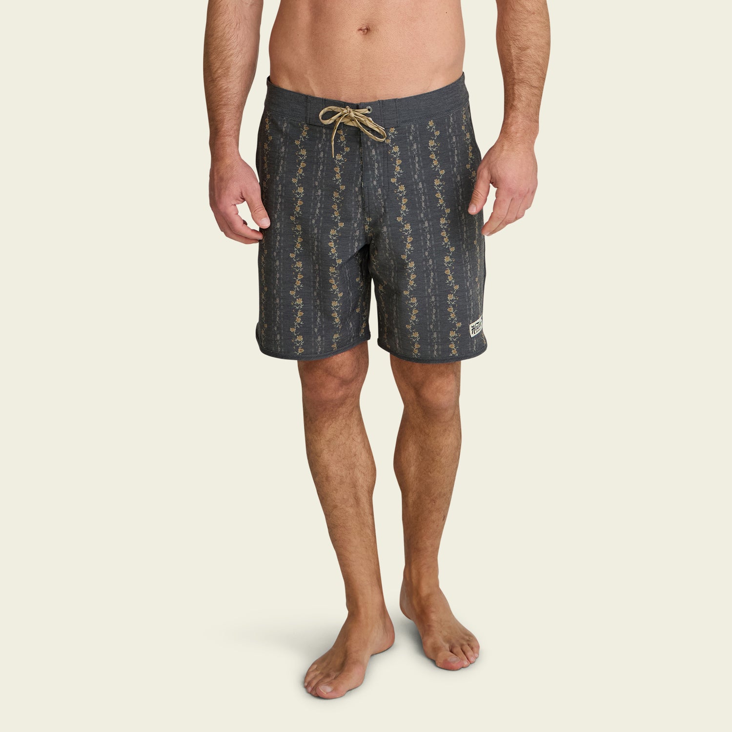 Bruja Boardshorts 18.5" - Hibiscus Ribbons : Antique Black - View 3