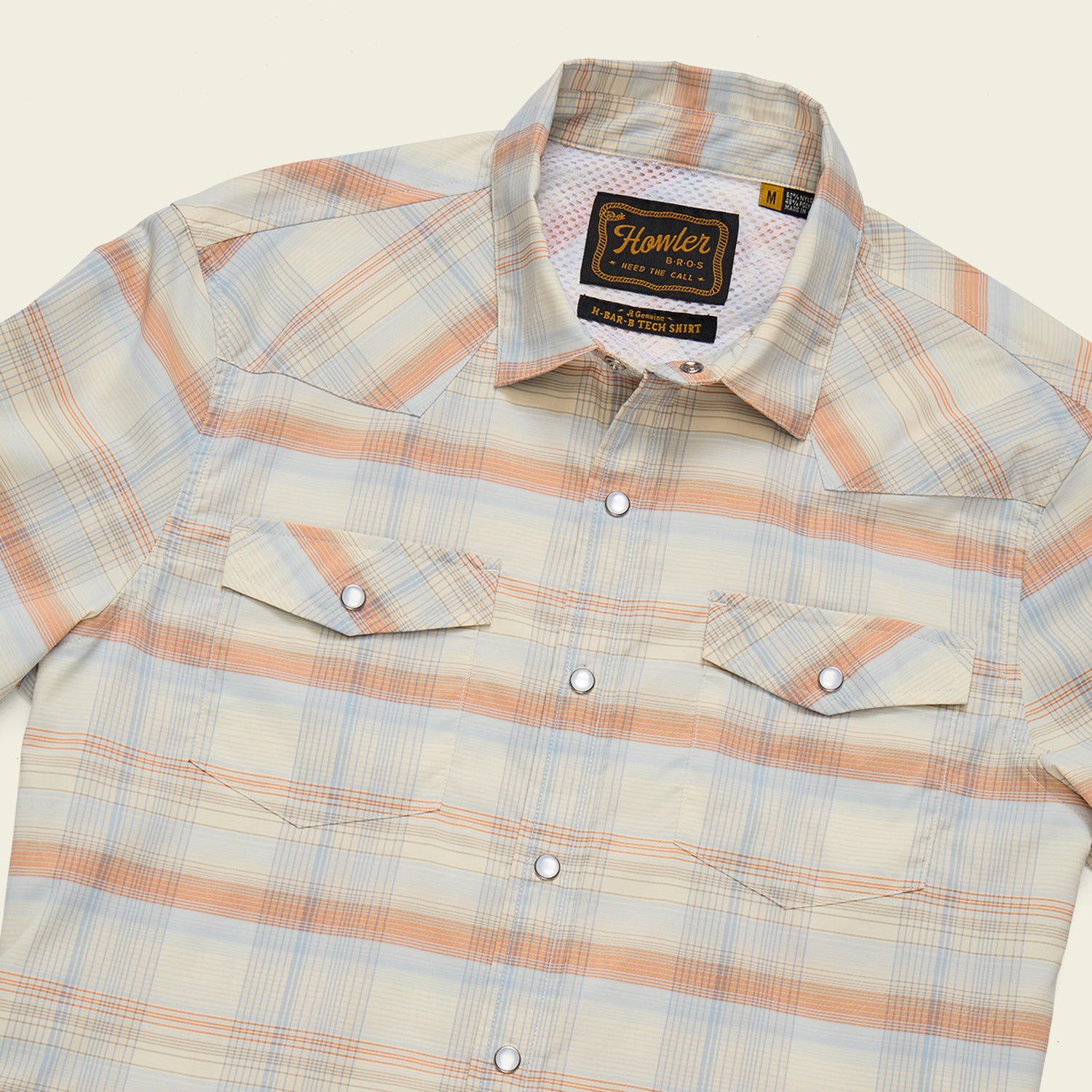 H Bar B Tech Longsleeve - Cameron Plaid : Cream - View 3