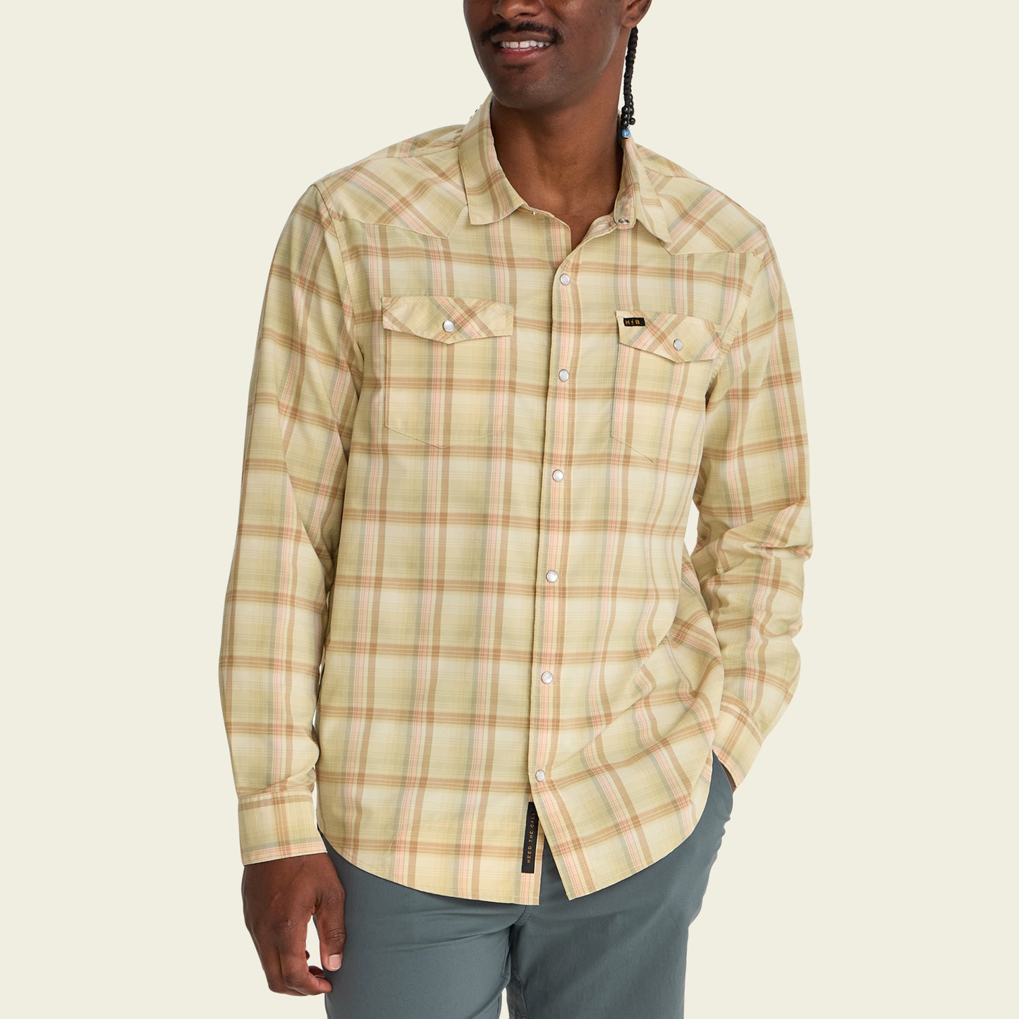 H Bar B Tech Longsleeve - Isley Plaid : Hemp - View 4