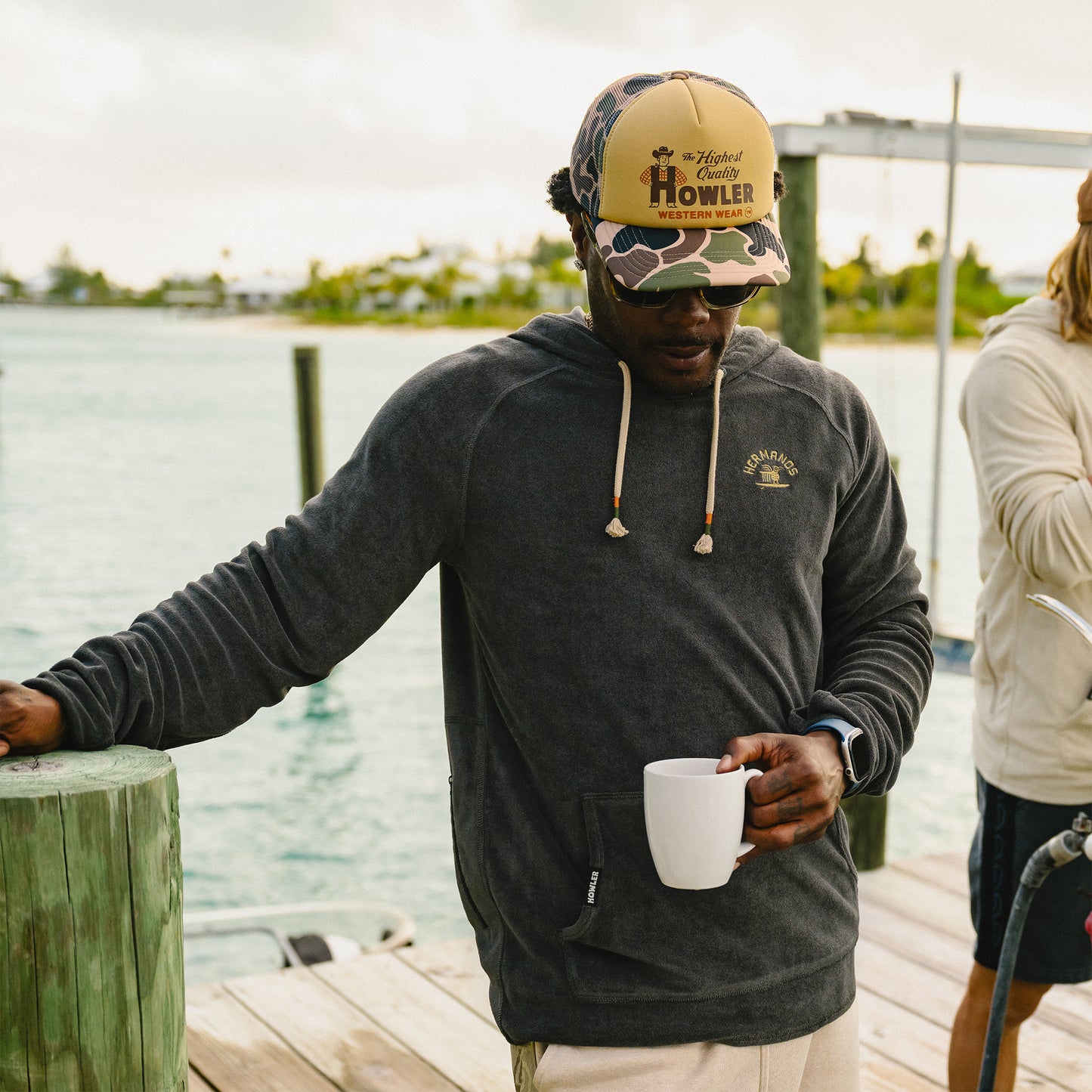 Terrycloth Hoodie - Surfbird : Antique Black - View 7