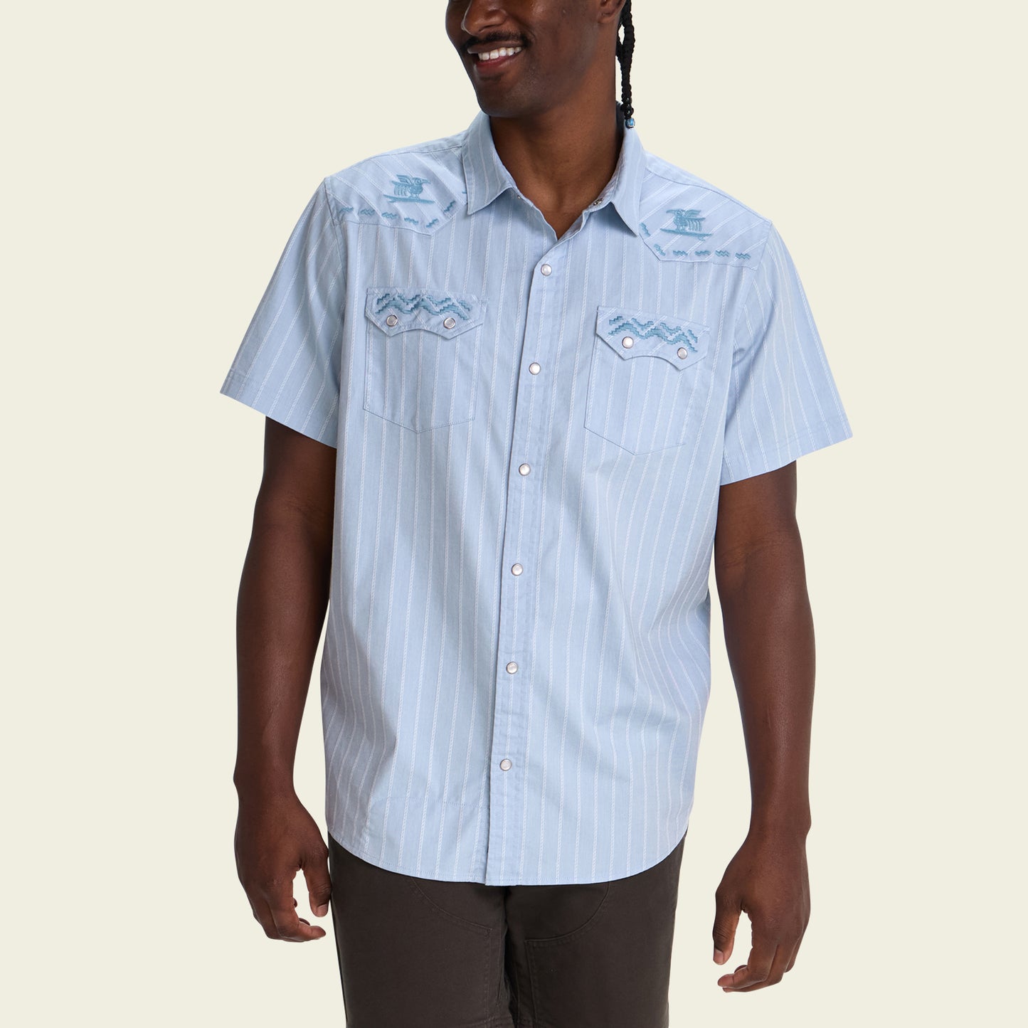 Crosscut Deluxe Shortsleeve Shirt - Surfbird : Sky Oxford Dobby - View 4