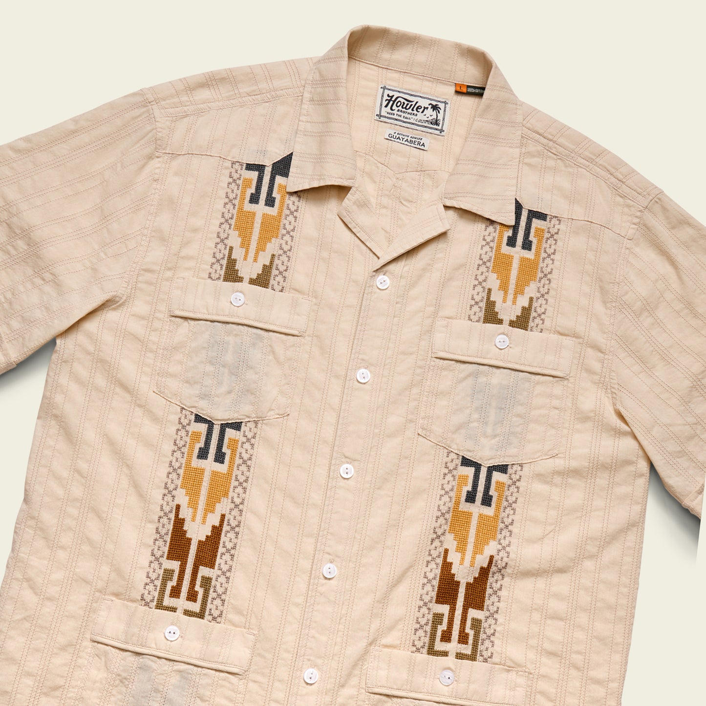 Guayabera Shirt - Temple Tracks : Oatmeal - View 3