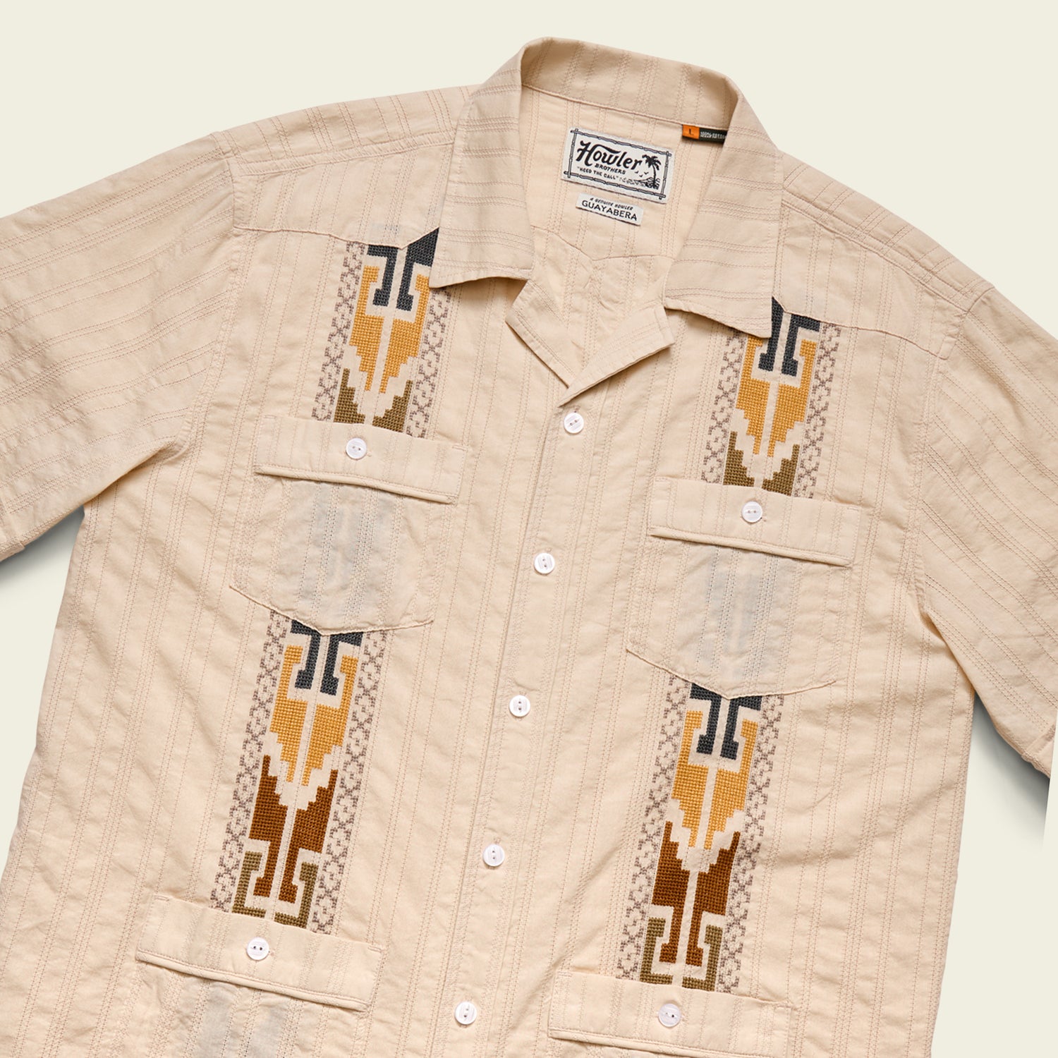 Guayabera Shirt - Temple Tracks : Oatmeal - View 3