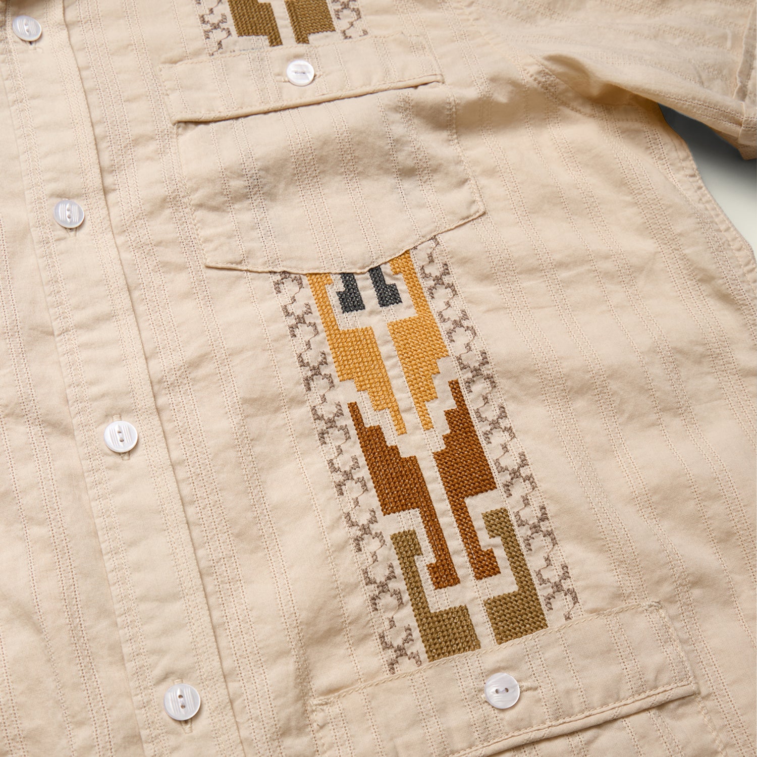 Guayabera Shirt - Temple Tracks : Oatmeal - View 5